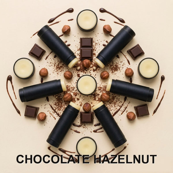 Chocolate hazelnut beef tallow lip balm for dry, chapped lips