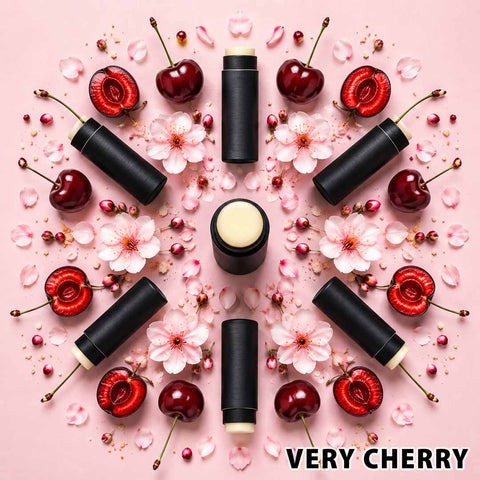 Cherry beef tallow lip balm with organic beeswax for dry lips