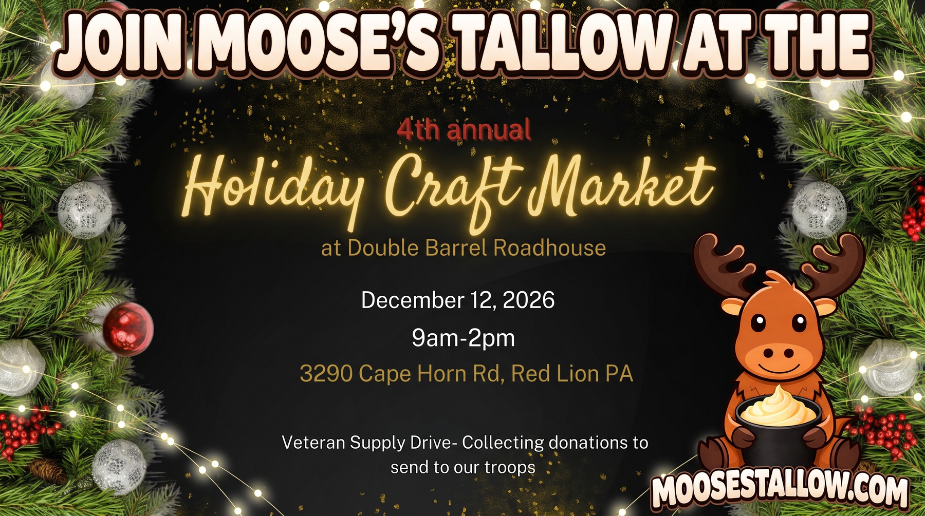 4th Annual Holiday Craft Market — Moose's Tallow