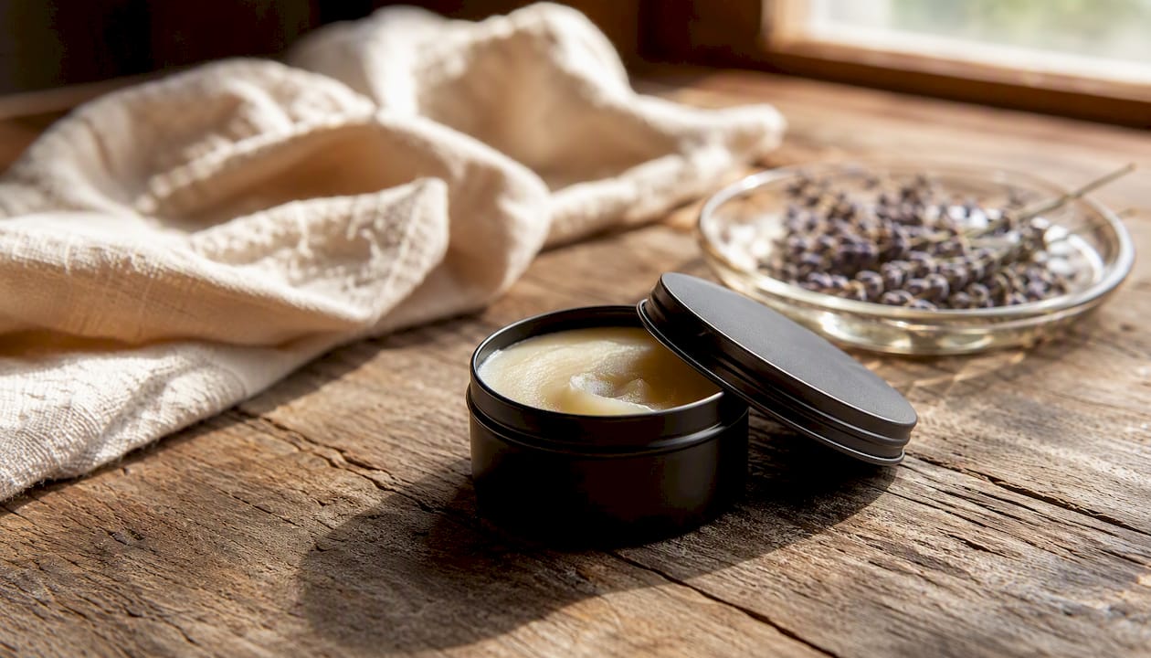 Black matte tin hair clay with scooped product