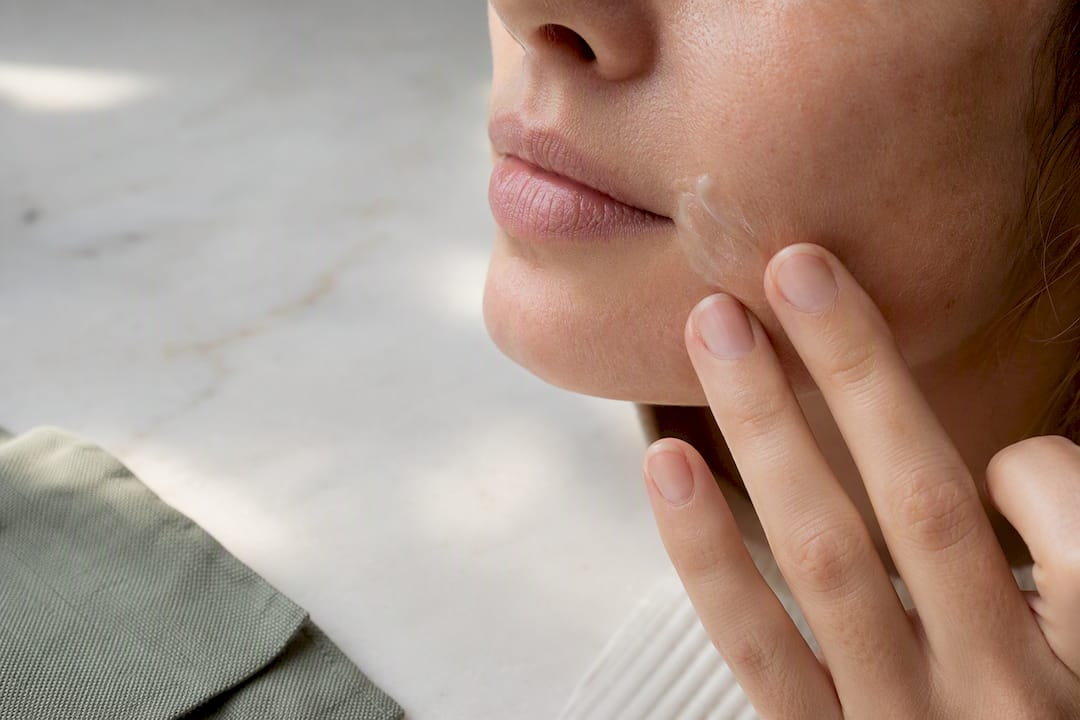Thin moisturizer layer applied near mouth