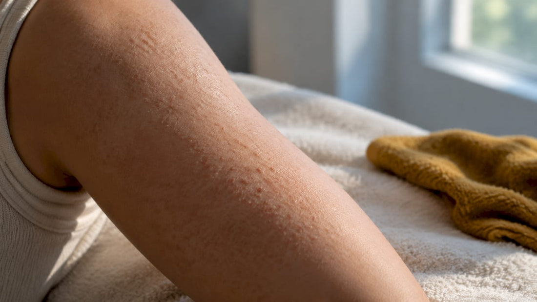 Close-up of keratosis pilaris arm texture