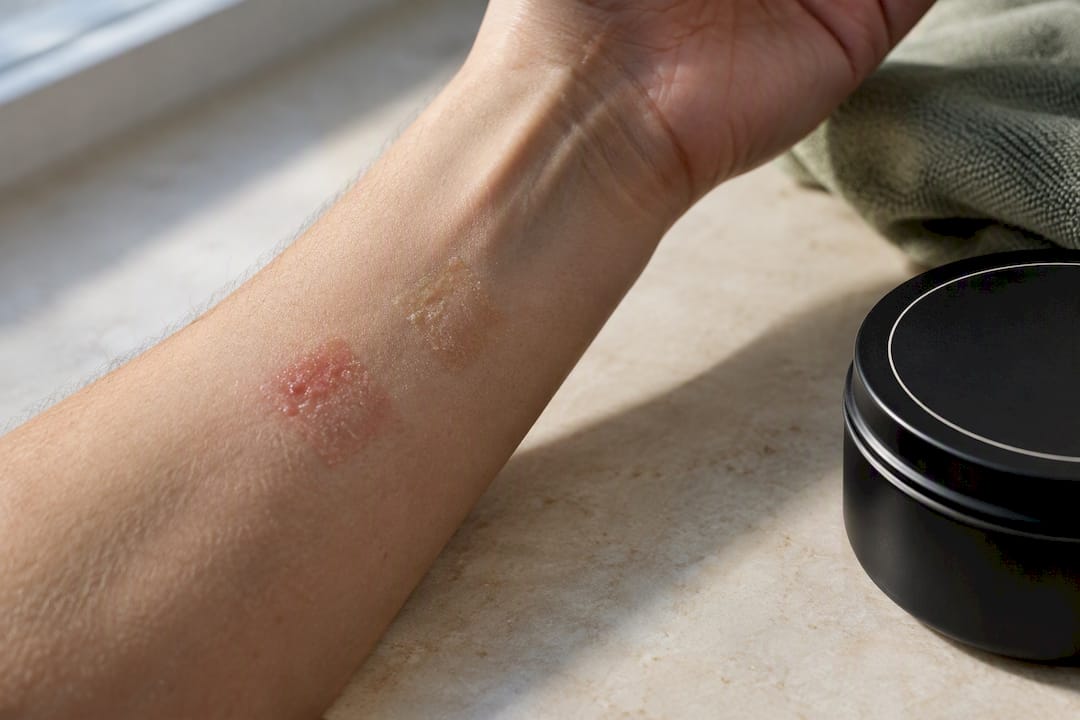 Forearm patch testing a skincare product