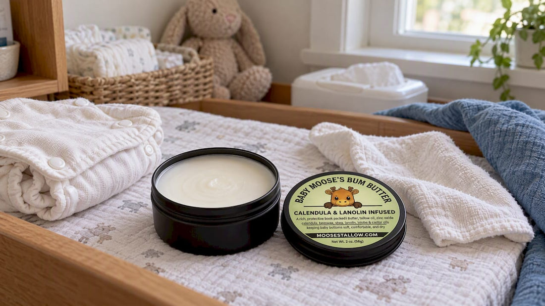Black matte tin of natural diaper balm