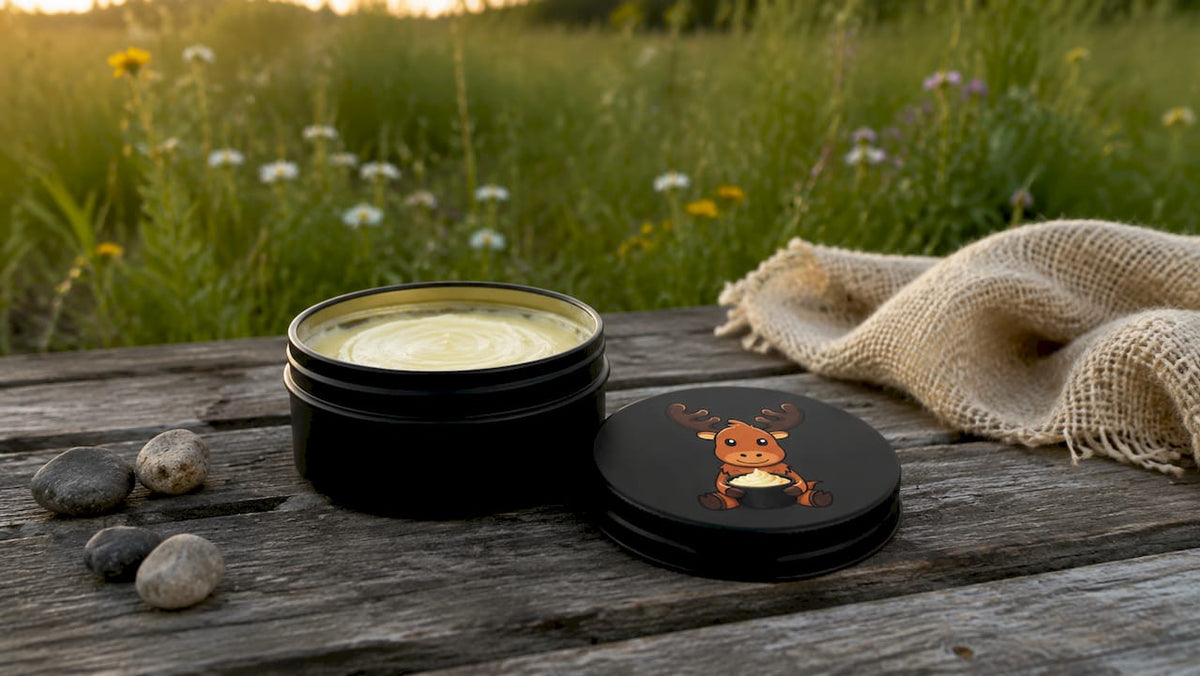 Black matte tin tallow container for dog paw care