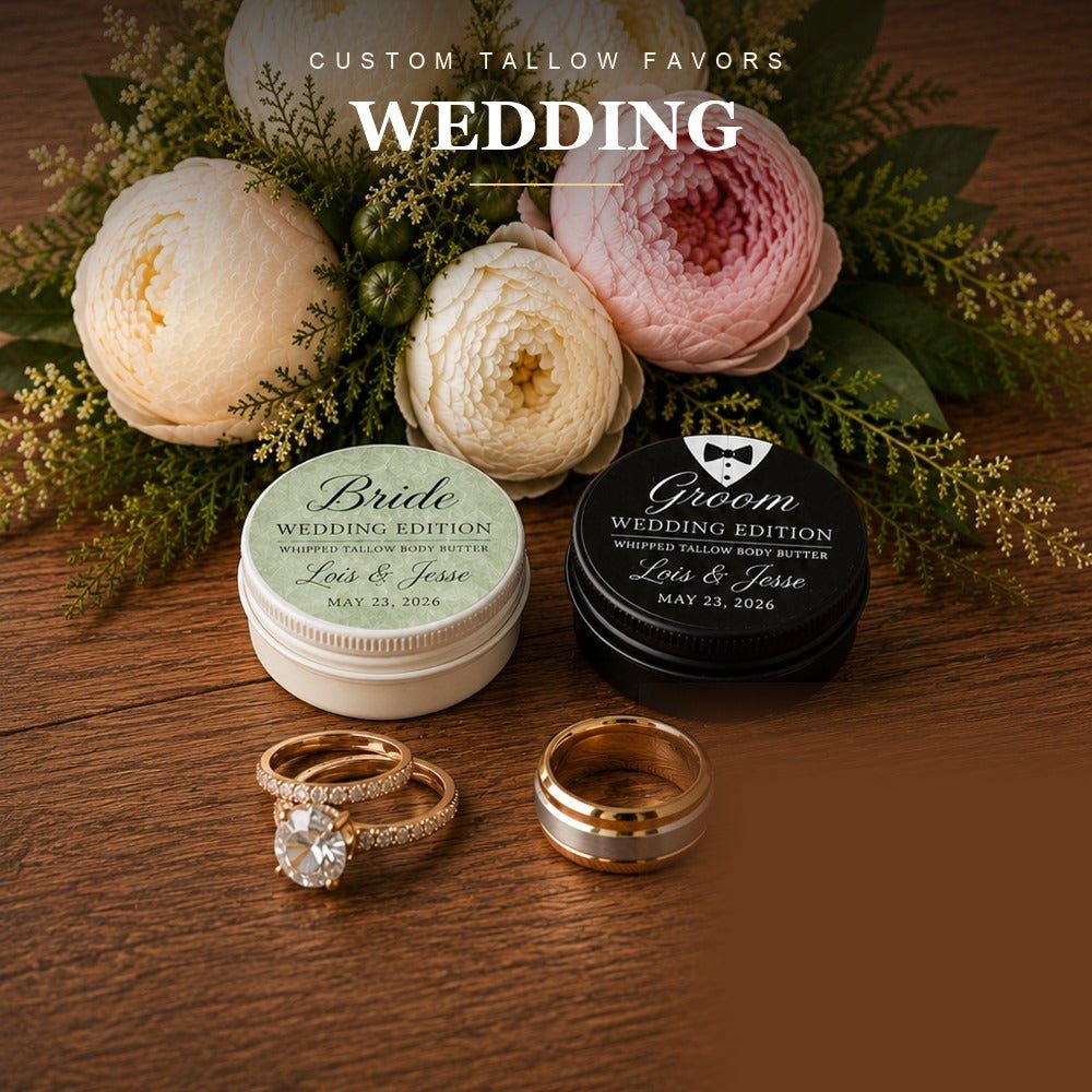 Personalized tallow body butter wedding favors
