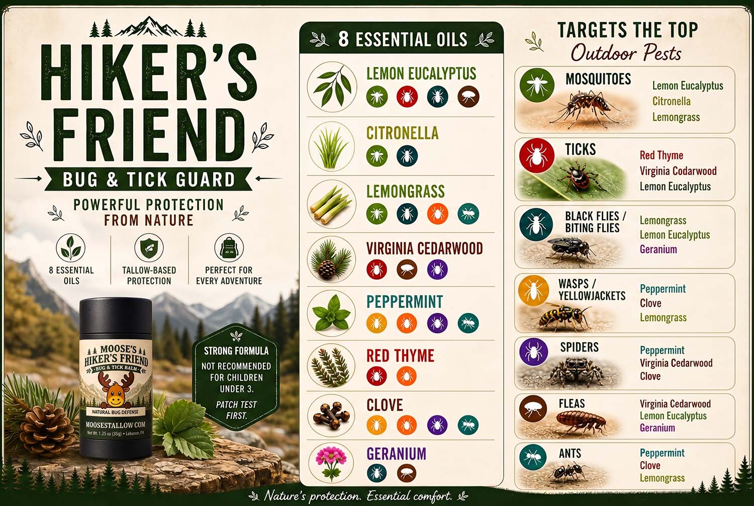 Natural Bug & Tick Repellent For Skin Moose's Hiker's Friend