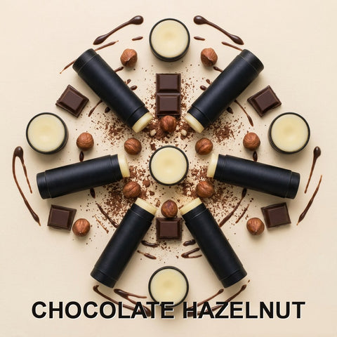Chocolate hazelnut beef tallow lip balm for dry, chapped lips