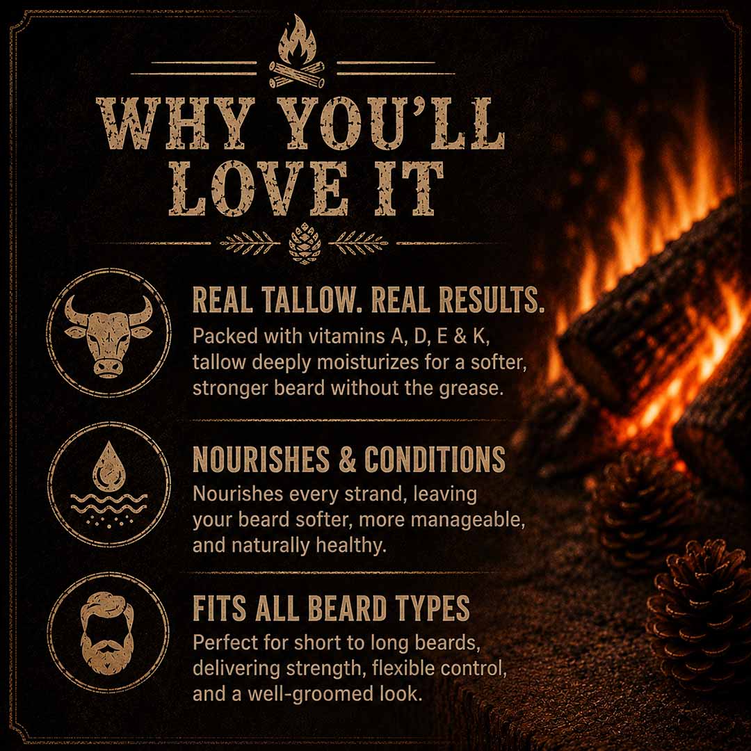 Beef tallow beard balm infused with egg yolk oil