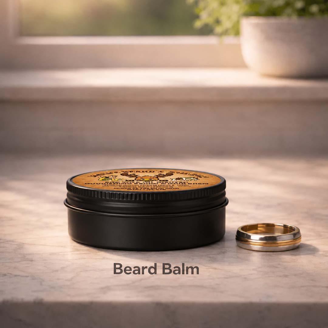 Natural beard balm for men taming flyaways with flexible hold