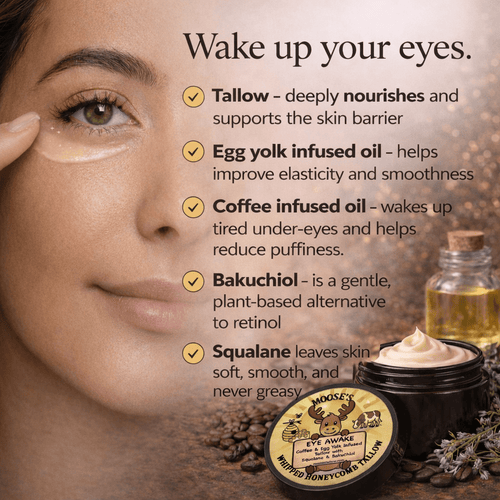 Eye Awake – A Natural Retinol Alternative for Dark Circles & Fine Lines - Moose's Tallow grass fed tallow