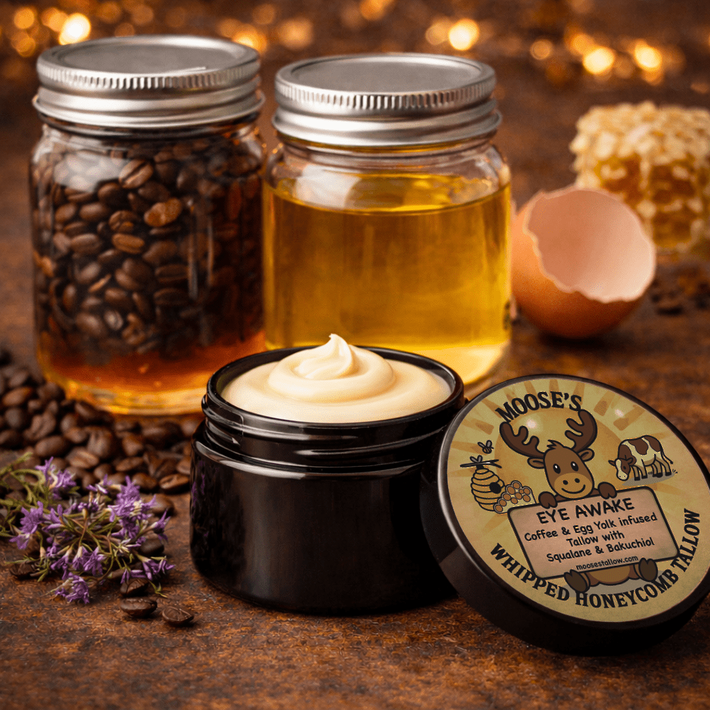 Eye Awake - Egg Yolk, Coffee & Bakuchiol Infused Tallow - Moose's Tallow grass fed tallow