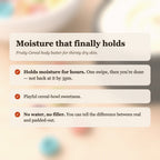 Fruity Cereal Body Butter benefits: holds moisture for hours, playful cereal-bowl sweetness, no water or filler