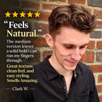 5-star customer review for Medium Hold Tallow Hair Clay: Feels Natural, from Clark W.
