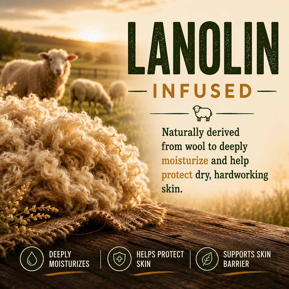 Lanolin-infused hand cream — sheep's wool that deeply moisturizes dry, hardworking hands