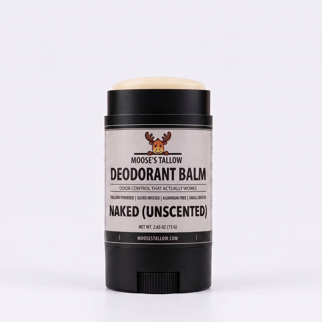 Naked (Unscented) natural deodorant stick, aluminum-free tallow deodorant balm