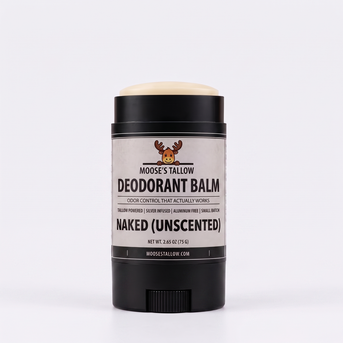 Naked (Unscented) natural deodorant stick, aluminum-free tallow deodorant balm
