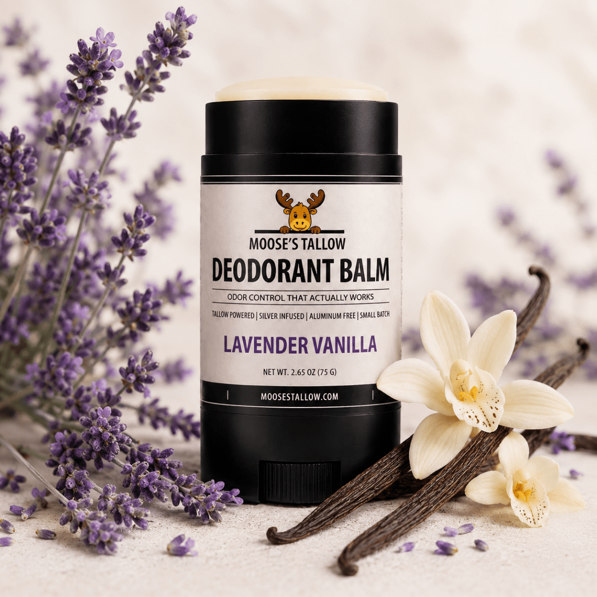 Lavender tallow natural deodorant for women, aluminum-free