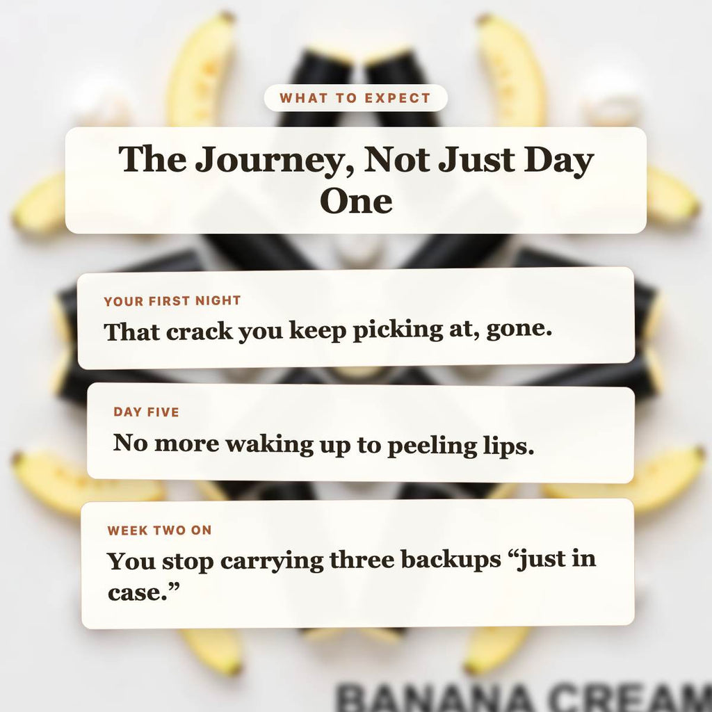 What to Expect - Banana Cream Beef Tallow Lip Balm timeline slide