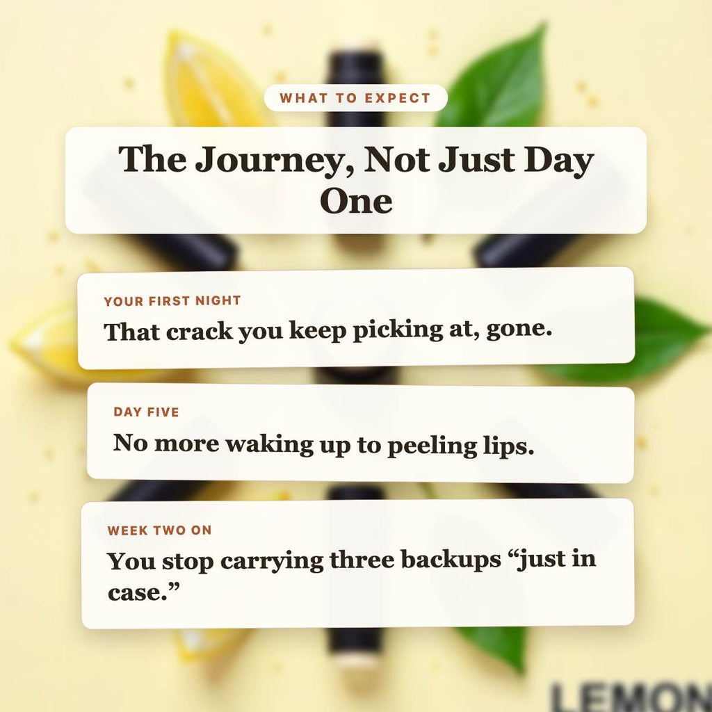 What to Expect - Lemon Beef Tallow Lip Balm timeline slide