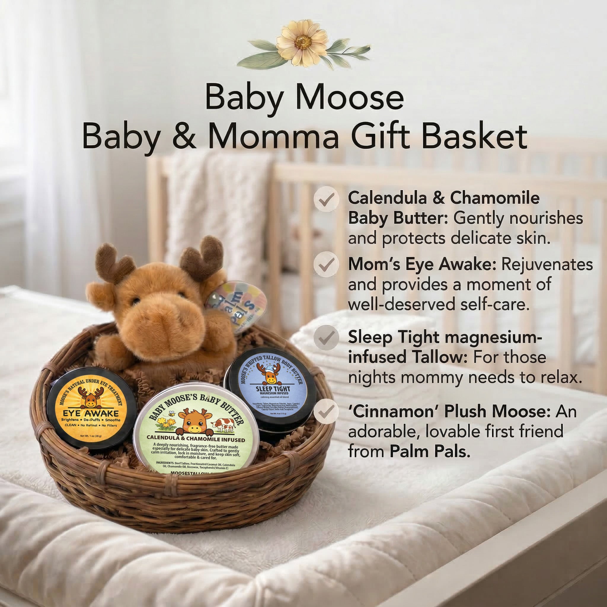Mom & Baby Gift Basket – Baby Moose’s Tallow Care Set - Moose's Tallow grass fed tallow
