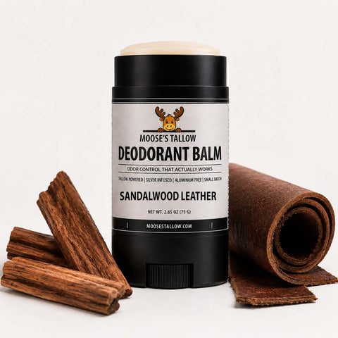 Sandalwood leather natural deodorant for men, aluminum-free — Moose's Tallow