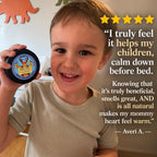 5-star customer review: Sleep Tight magnesium body butter helps kids calm down before bed - Averi A.