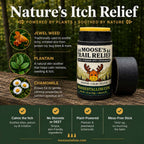 Nature's itch relief: Trail Relief made with jewelweed, plantain, and chamomile botanicals to soothe bites, poison ivy, and itchy skin