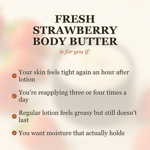 Fresh Strawberry Whipped Tallow Body Butter is for you if your skin feels tight after lotion