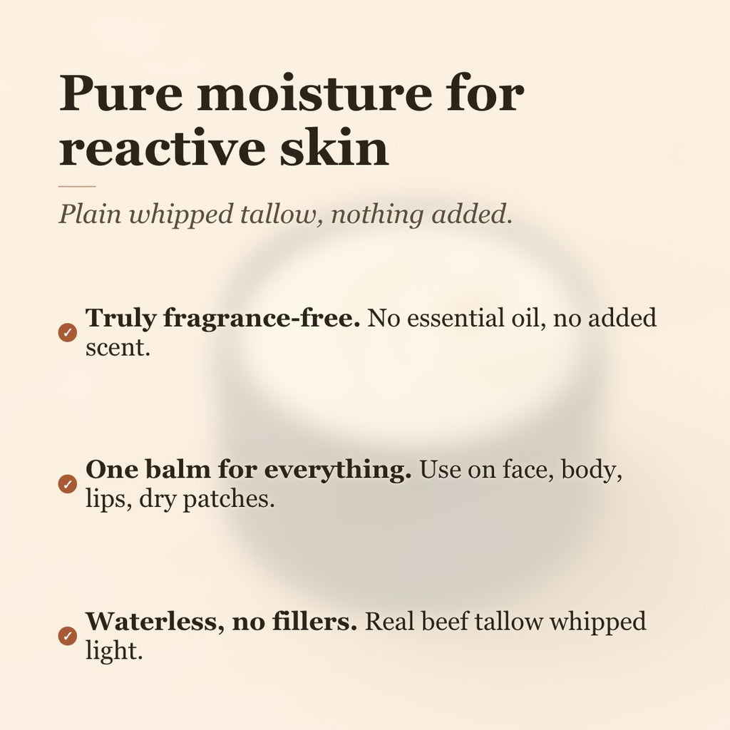 Naked (No Scent) Whipped Tallow Body Butter benefits: fragrance free, one balm for everything