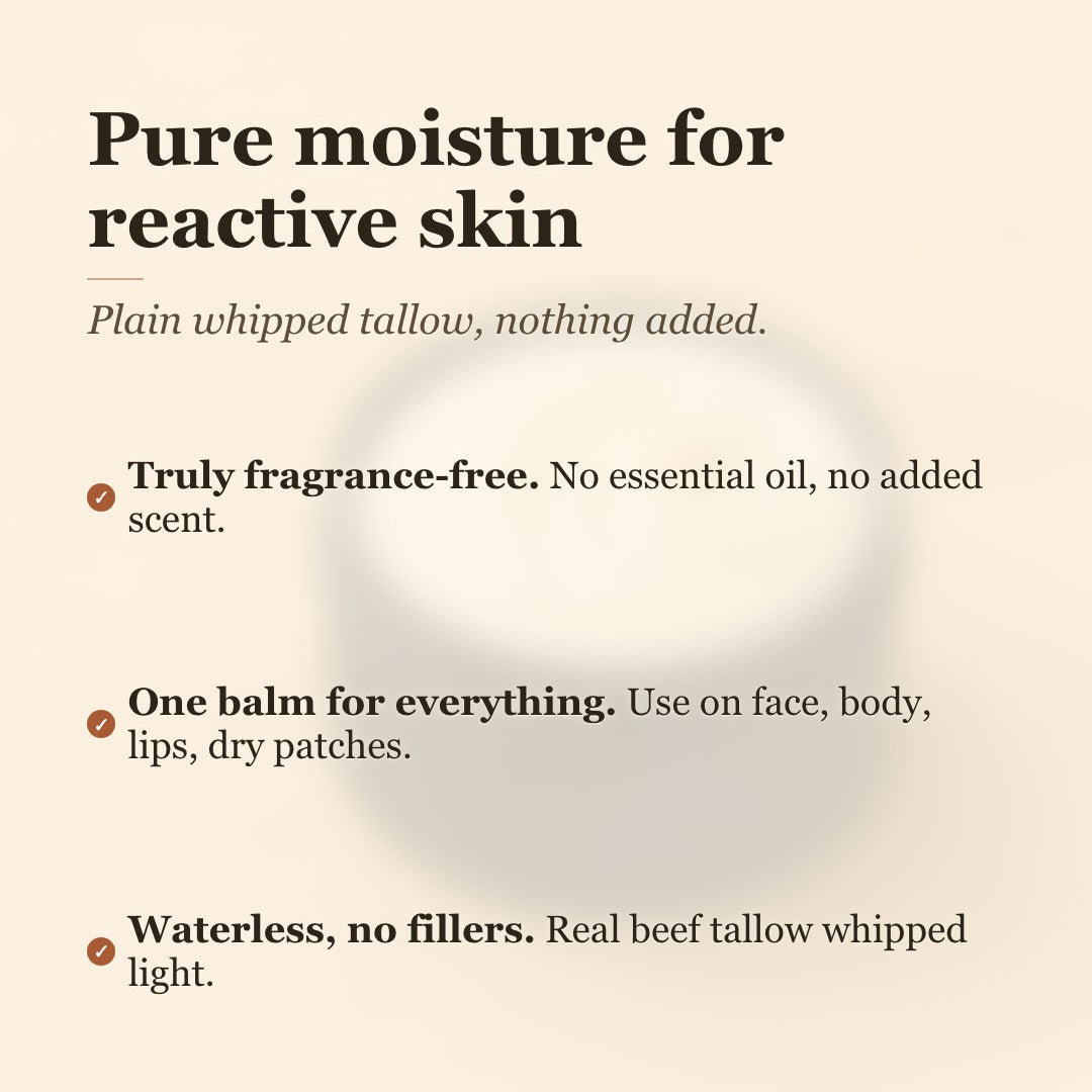 Naked (No Scent) Whipped Tallow Body Butter benefits: fragrance free, one balm for everything