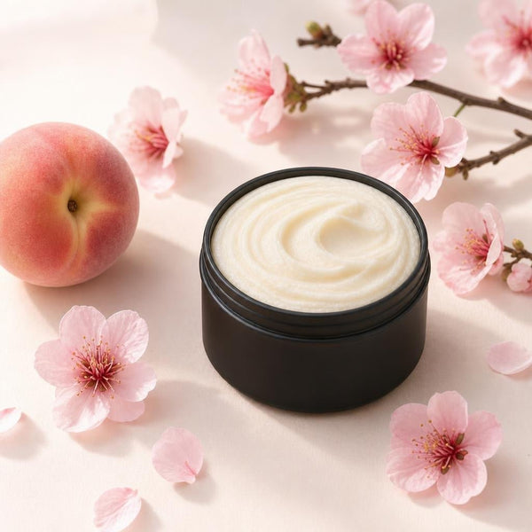 Peach Blossom whipped tallow body butter, a natural peach body butter